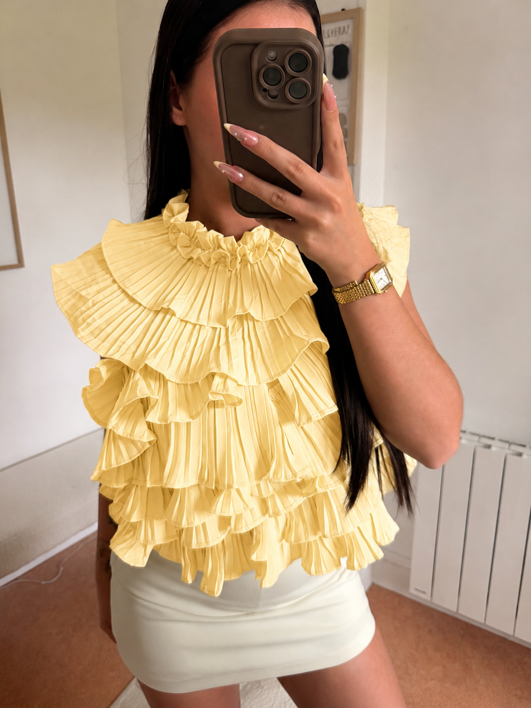 Top « ilana » à volant jaune