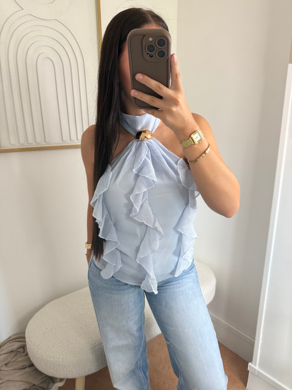 Top "Syrena" Bleu Pastel