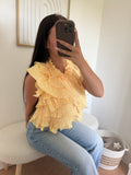 Top "Janaa" à Volant en Pois Jaune Pastel